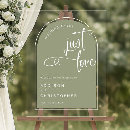 Niets Fancy Alleen liefde Sage Wedding Welkom Acryl Bord