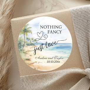 Niets Fancy Alleen Liefde Strand Palm Trees Weddin Ronde Sticker