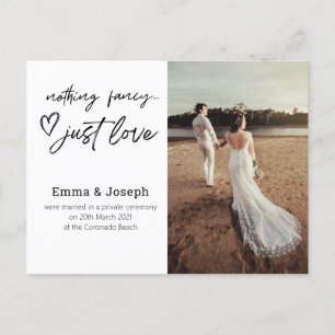 "Niets fancy, alleen liefde", Wedding Photo Briefk Feestdagenkaart