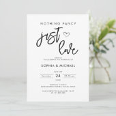 Niets Fancy Alleen Liefde Wit Zwart Trouwen Kaart (Staand voorkant)