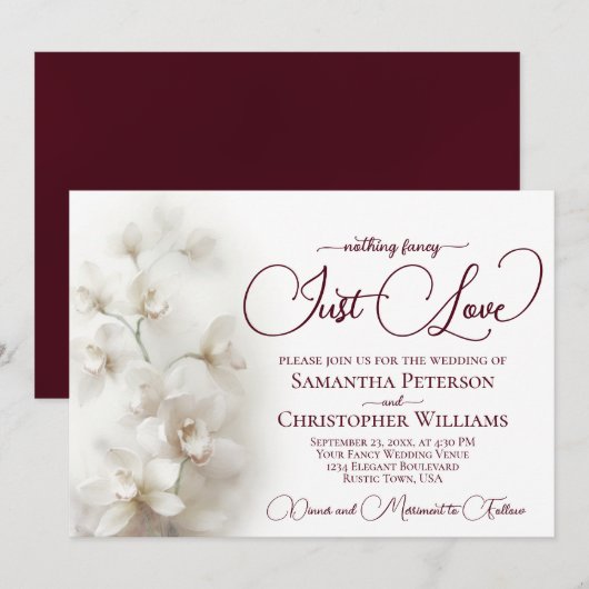 Niets Fancy Alleen Liefde Witte Orchideeën Trouwen Kaart (Voorkant / Achterkant)