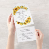 Niets Fancy Alleen liefde zonnebloem foto bruiloft All In One Uitnodiging (Afscheurbaar)