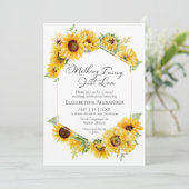Niets Fancy Alleen liefde zonnebloem foto bruiloft Kaart (Staand voorkant)