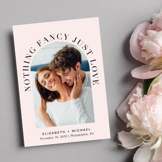 Niets Fancy Alleen Love Arch Photo Roze bruiloft Kaart