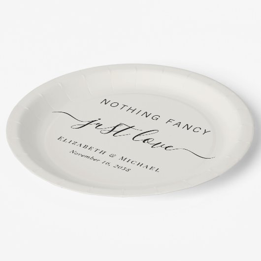 Niets Fancy Alleen Love Cream Wedding Papieren Bordje (Gekanteld)