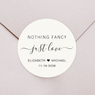 Niets Fancy Alleen Love Cream Wedding Ronde Sticker