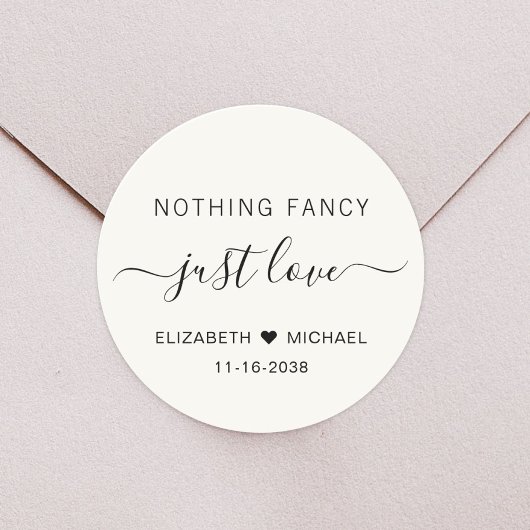 Niets Fancy Alleen Love Cream Wedding Ronde Sticker