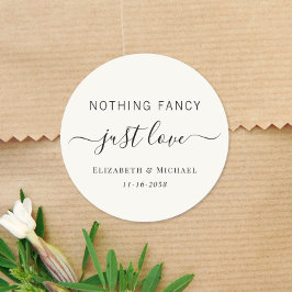 Niets Fancy Alleen Love Cream Wedding Ronde Sticker