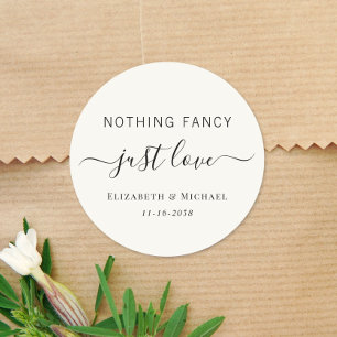 Niets Fancy Alleen Love Cream Wedding Ronde Sticker