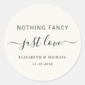 Niets Fancy Alleen Love Cream Wedding Ronde Sticker (Voorkant)
