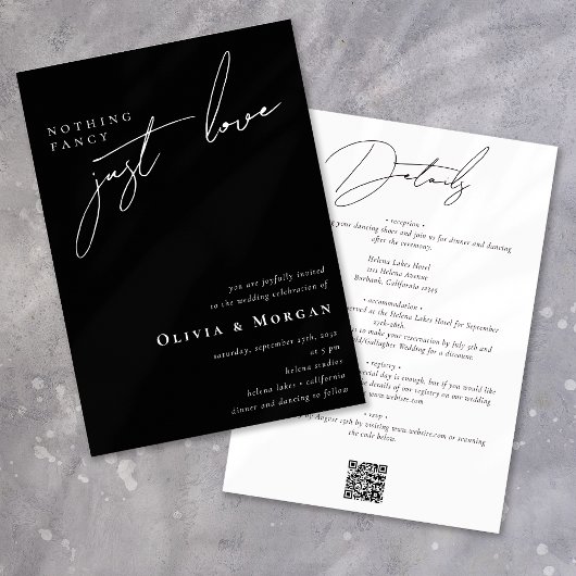 Niets Fancy Alleen Love Script Alles in één bruilo Kaart