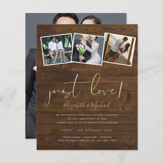 Niets Fancy bekendmaking van Liefde Elopement (Voorkant / Achterkant)