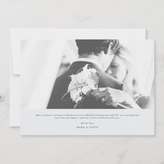 Niets Fancy bekendmaking van Liefde Elopement Kaart (Achterkant)