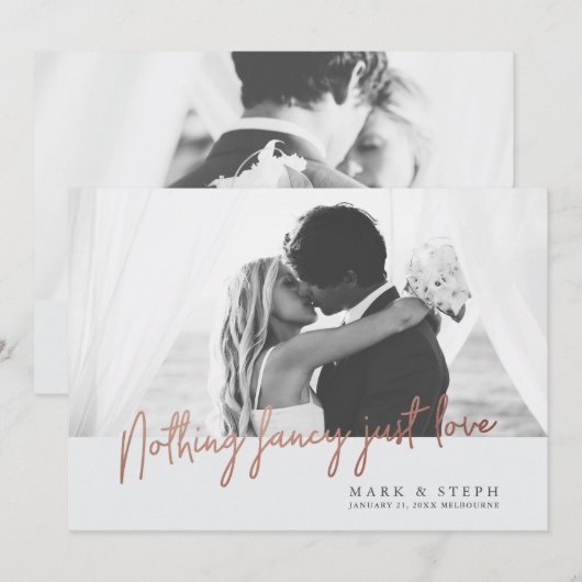 Niets Fancy bekendmaking van Liefde Elopement Kaart (Voorkant / Achterkant)