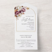Niets Fancy | Bourgogne Bloemboog Fall Wedding All In One Uitnodiging (Binnen)
