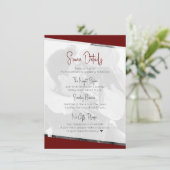 Niets Fancy Casual Bourgondië bruiloft details Informatiekaartje (Staand voorkant)