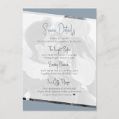 Niets Fancy Casual Stoffig Blauw Bruiloft Details Informatiekaartje (Voorkant)