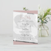 Niets Fancy Casual stoffige Roos bruiloft details Informatiekaartje (Staand voorkant)