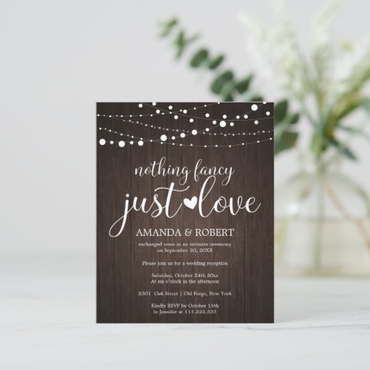 Niets Fancy Cheap Rustic Wedding Invitations (Staand voorkant)