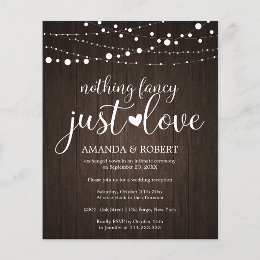 Niets Fancy Cheap Rustic Wedding Invitations (Voorkant)
