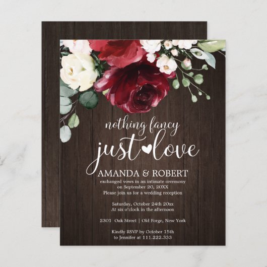 Niets Fancy Cheap Rustic Wedding Invitations (Voorkant / Achterkant)