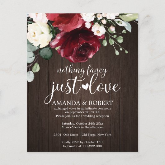 Niets Fancy Cheap Rustic Wedding Invitations (Voorkant)