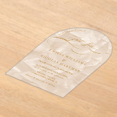 Niets Fancy Elegant Beige Wedding Acryl Uitnodigingen (Laagn)