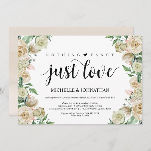 niets fancy, Elopement Reception Kaart (Voorkant / Achterkant)