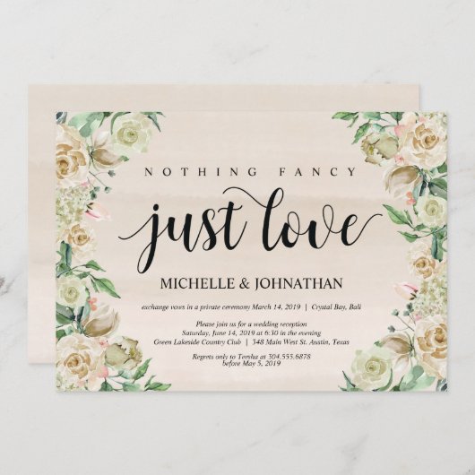 niets fancy, Elopement Reception Kaart (Voorkant / Achterkant)