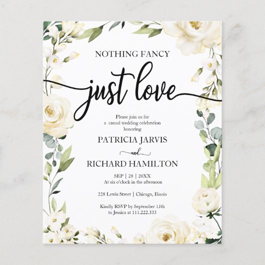 Niets Fancy Floral Cheap Weddenschap (Voorkant)