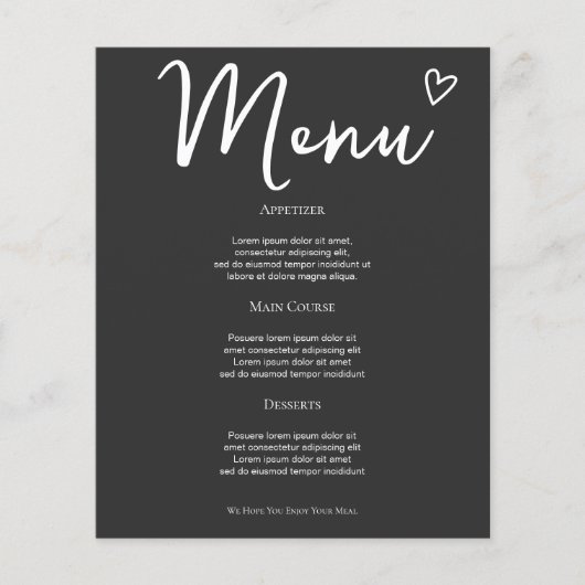 Niets Fancy Gepersonaliseerde huwelijksmenu (Voorkant)