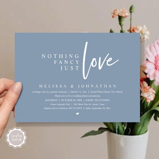 Niets Fancy, gewoon houden van bruiloft elopement Kaart
