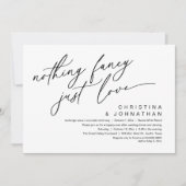 Niets Fancy, gewoon houden van een huwelijksdiner Kaart (Voorkant)