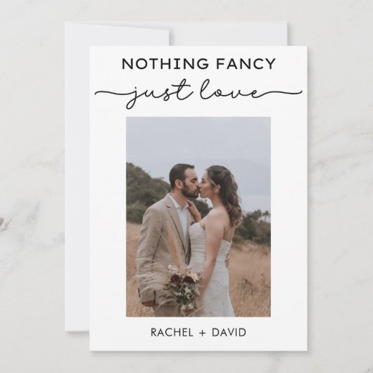 Niets Fancy gewoon houden we elopement party Kaart (Voorkant)