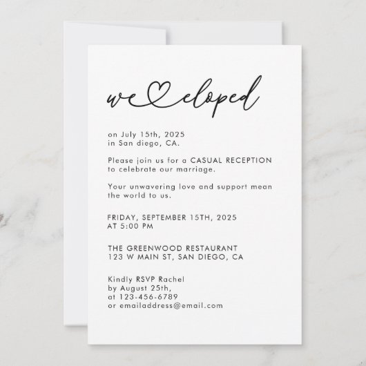 Niets Fancy gewoon houden we elopement party Kaart (Achterkant)