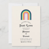 Niets Fancy gewoon Liefde 70s Rainbow Retro Weddin Kaart (Voorkant)
