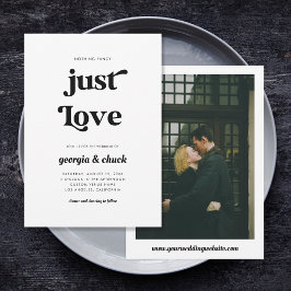 Niets Fancy Gewoon Liefde 70s Retro Script Bruilof Kaart