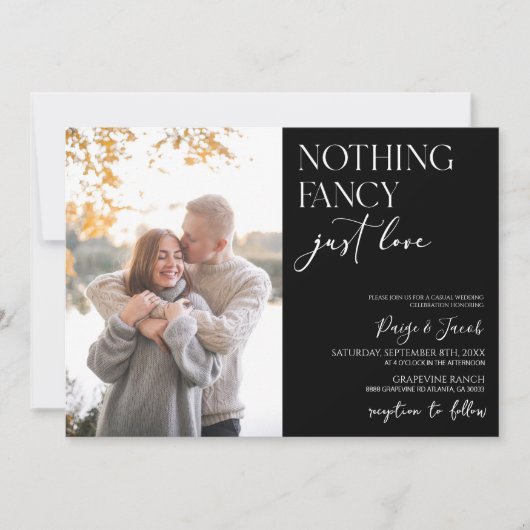 Niets Fancy Gewoon Liefde Afbeelding Casual bruilo Kaart (Voorkant)