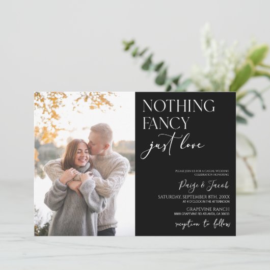Niets Fancy Gewoon Liefde Afbeelding Casual bruilo Kaart (Staand voorkant)
