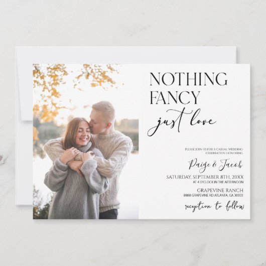 Niets Fancy Gewoon Liefde Afbeelding Casual bruilo Kaart (Voorkant)