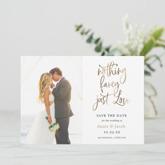 Niets Fancy Gewoon Liefde Bewaar de Datum Kaart (Staand voorkant)