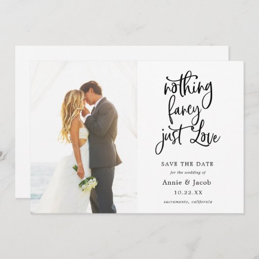 Niets Fancy Gewoon Liefde Bewaar de Datum Kaart (Voorkant / Achterkant)