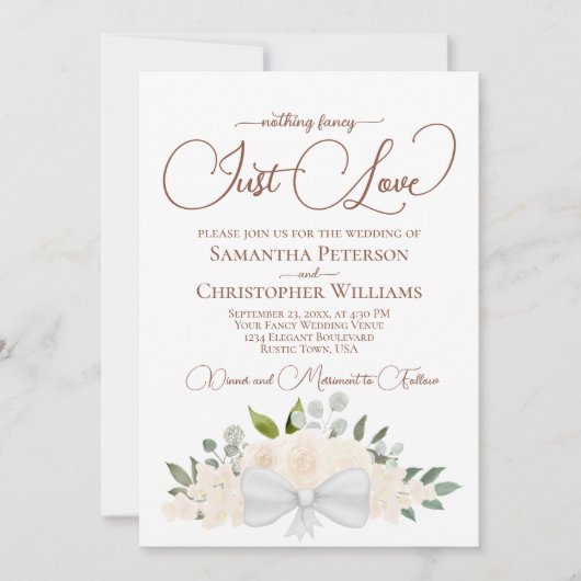 Niets Fancy Gewoon Liefde Blush Peach Bloemenbruil Kaart (Voorkant)