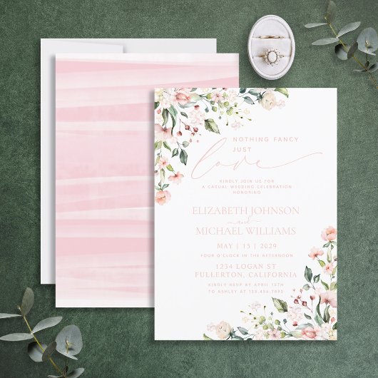 Niets Fancy gewoon Liefde Blush Pink Weddenschap Kaart