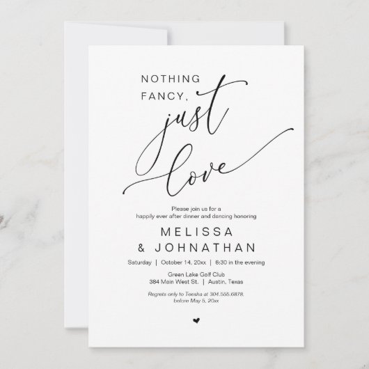 Niets Fancy, gewoon liefde, bruiloft Dancing Kaart (Voorkant)