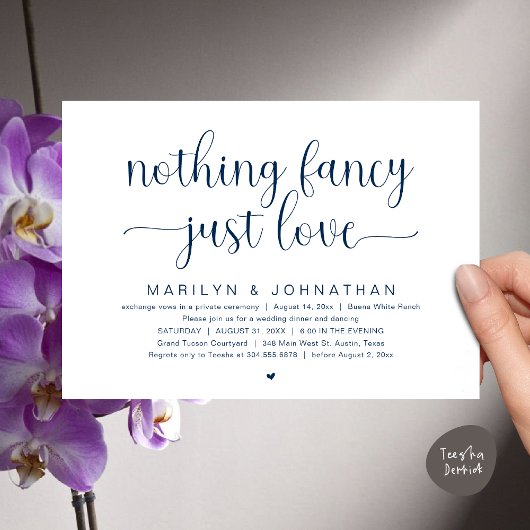 Niets Fancy, gewoon liefde, bruiloft Dancing Kaart