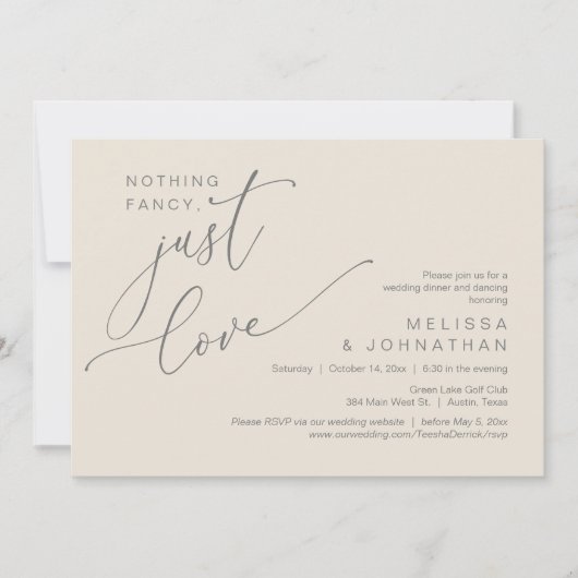 Niets Fancy, gewoon liefde, bruiloft Dancing Kaart (Voorkant)