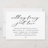 Niets Fancy, gewoon liefde, bruiloft Elopement Bru Kaart (Voorkant)