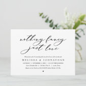 Niets Fancy, gewoon liefde, bruiloft Elopement Bru Kaart (Staand voorkant)