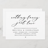 Niets Fancy, gewoon liefde, bruiloft Elopement Bru Kaart (Voorkant / Achterkant)